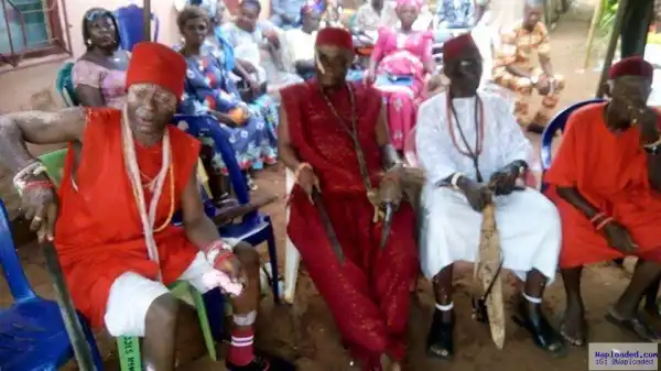 Photos: Senator Nwaoboshi "Turns Native Doctor", Initiated Into A Local Cult In Delta